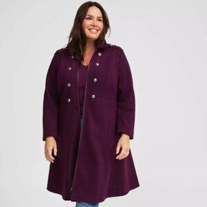 Torrid Size 2 Purple Softest Coat Zip Front Military Coat